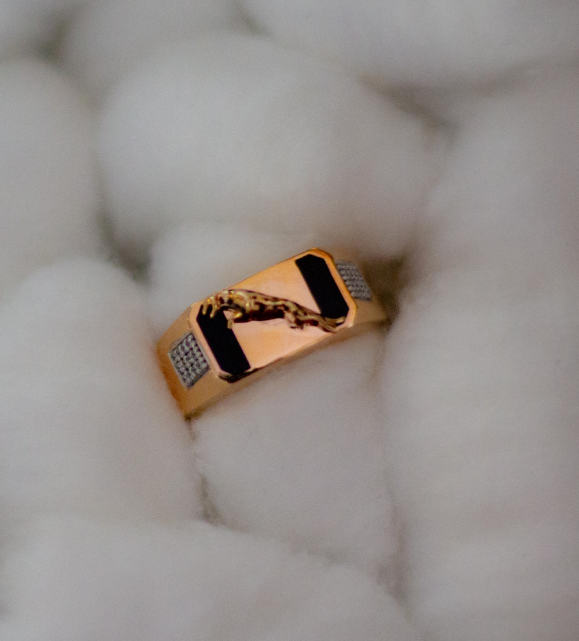 Premium Gold Tiger Design Ring with Dual Tone Finish - 1